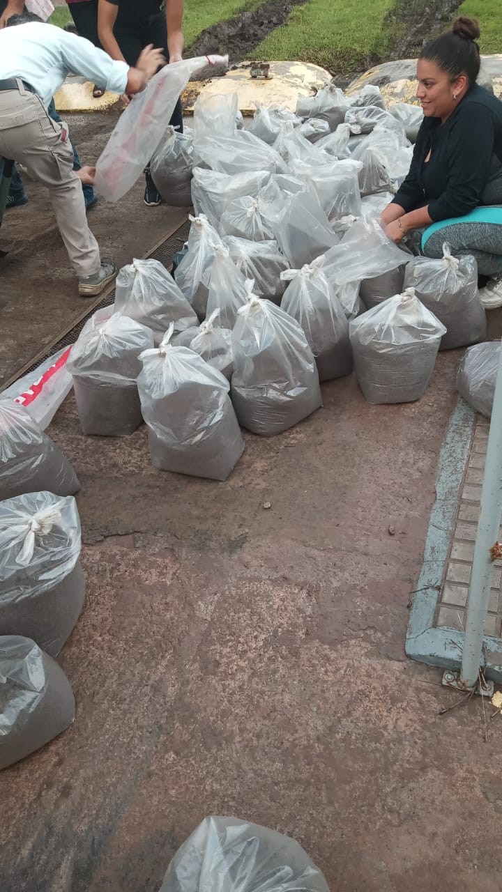 Hinojo: Bomberos preparó bolsas de arena para prevención