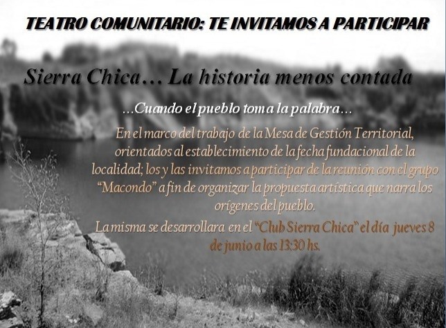 Atractiva propuesta de Teatro Comunitario en Sierra Chica